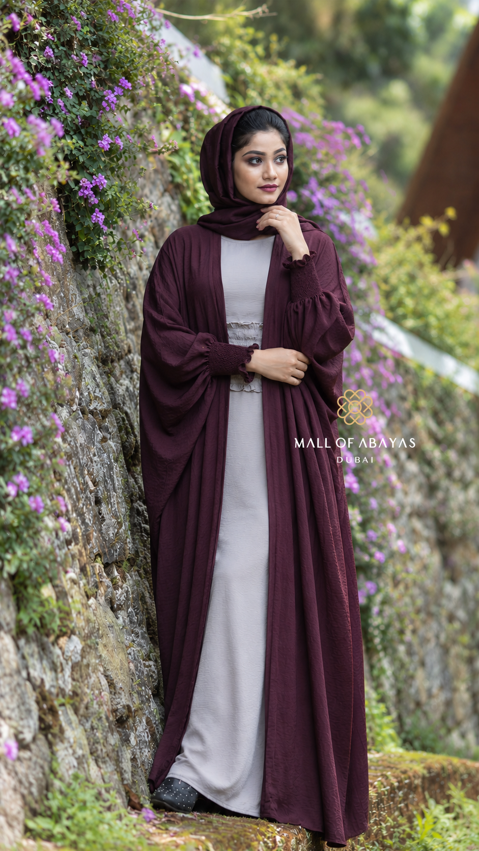 Burgundy Layered Abaya Set -092640