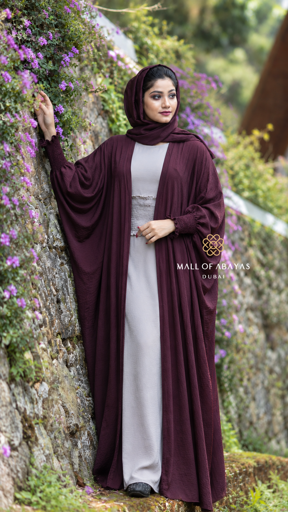 Burgundy Layered Abaya Set -092640