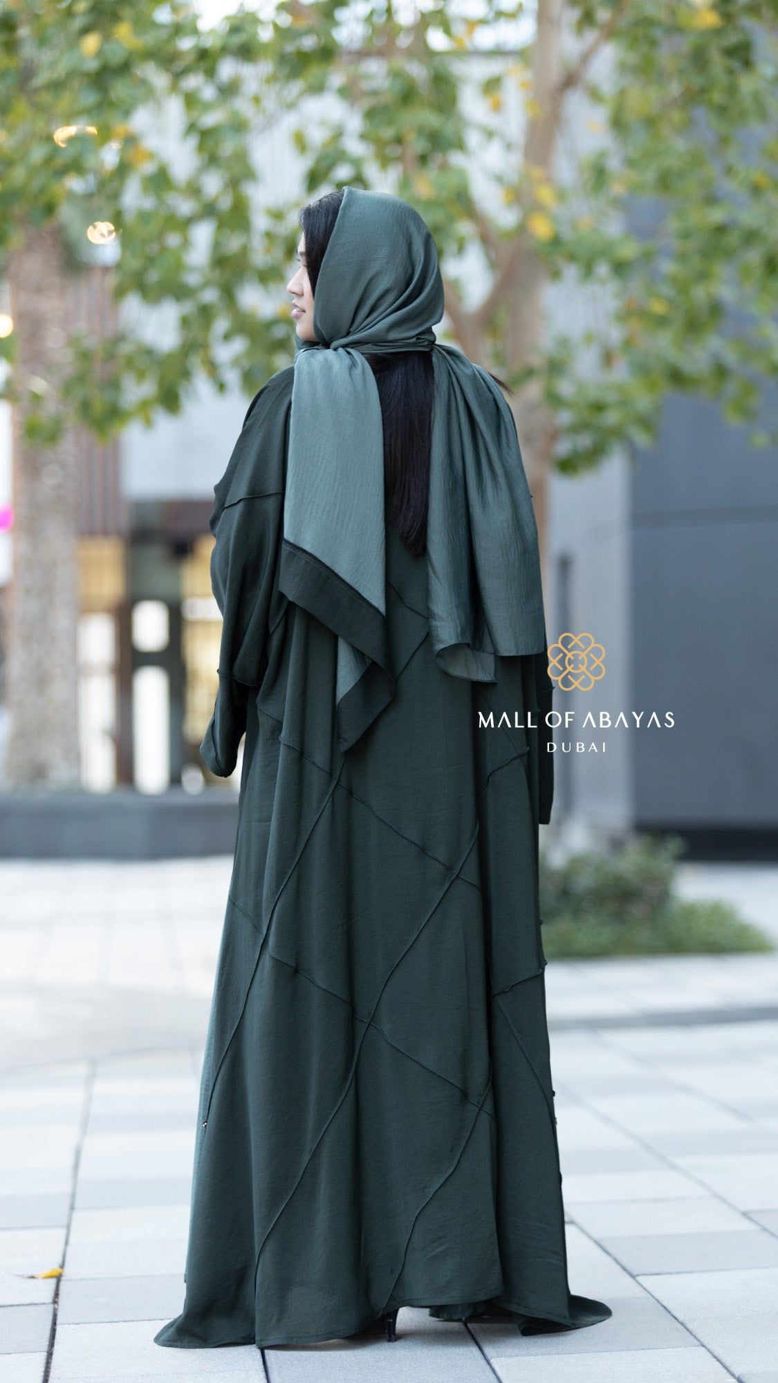 Deep Teal Layered Abaya Set 092641