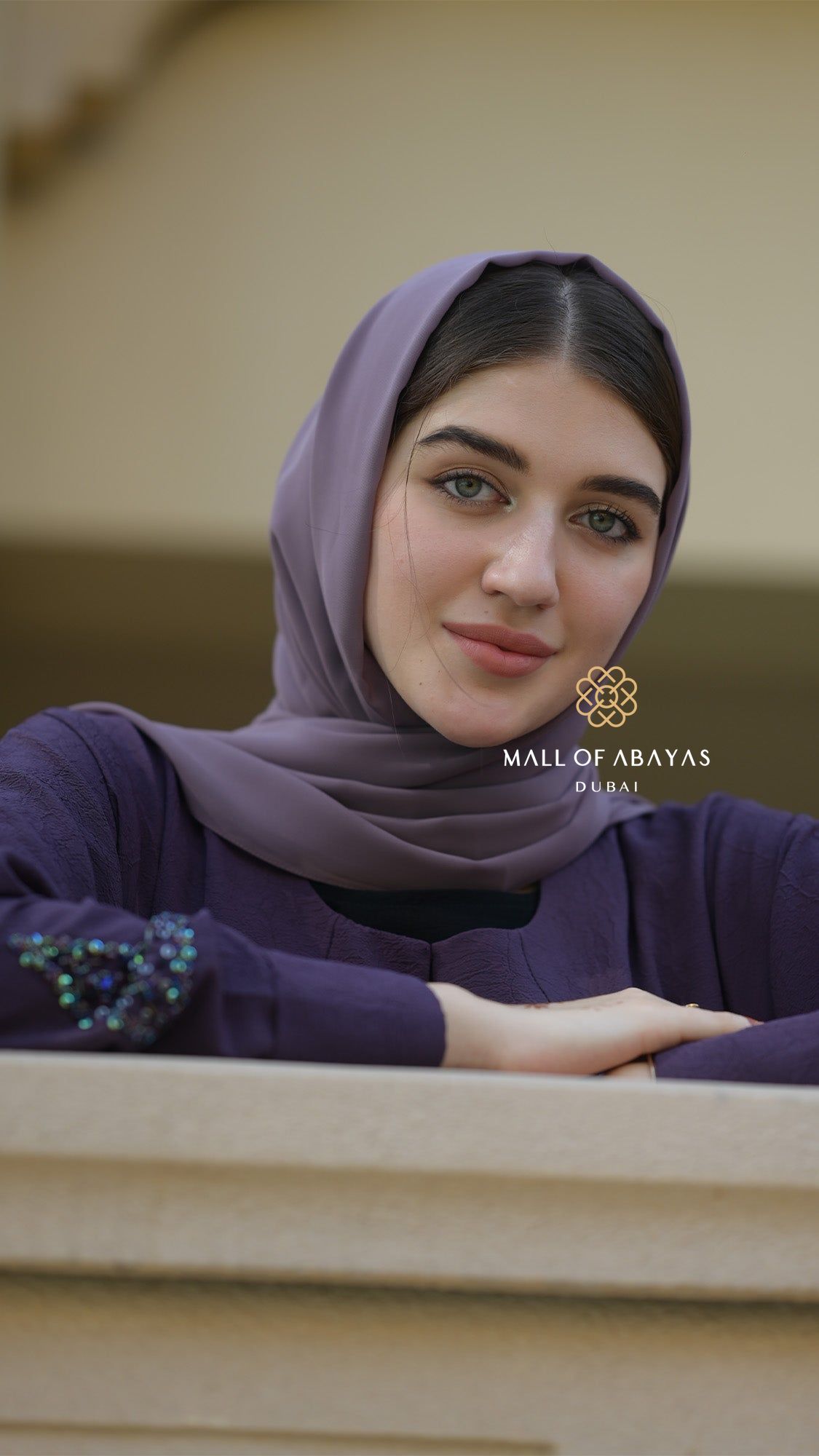Velvet Orchid Embellished Abaya – Deep Purple - 092610