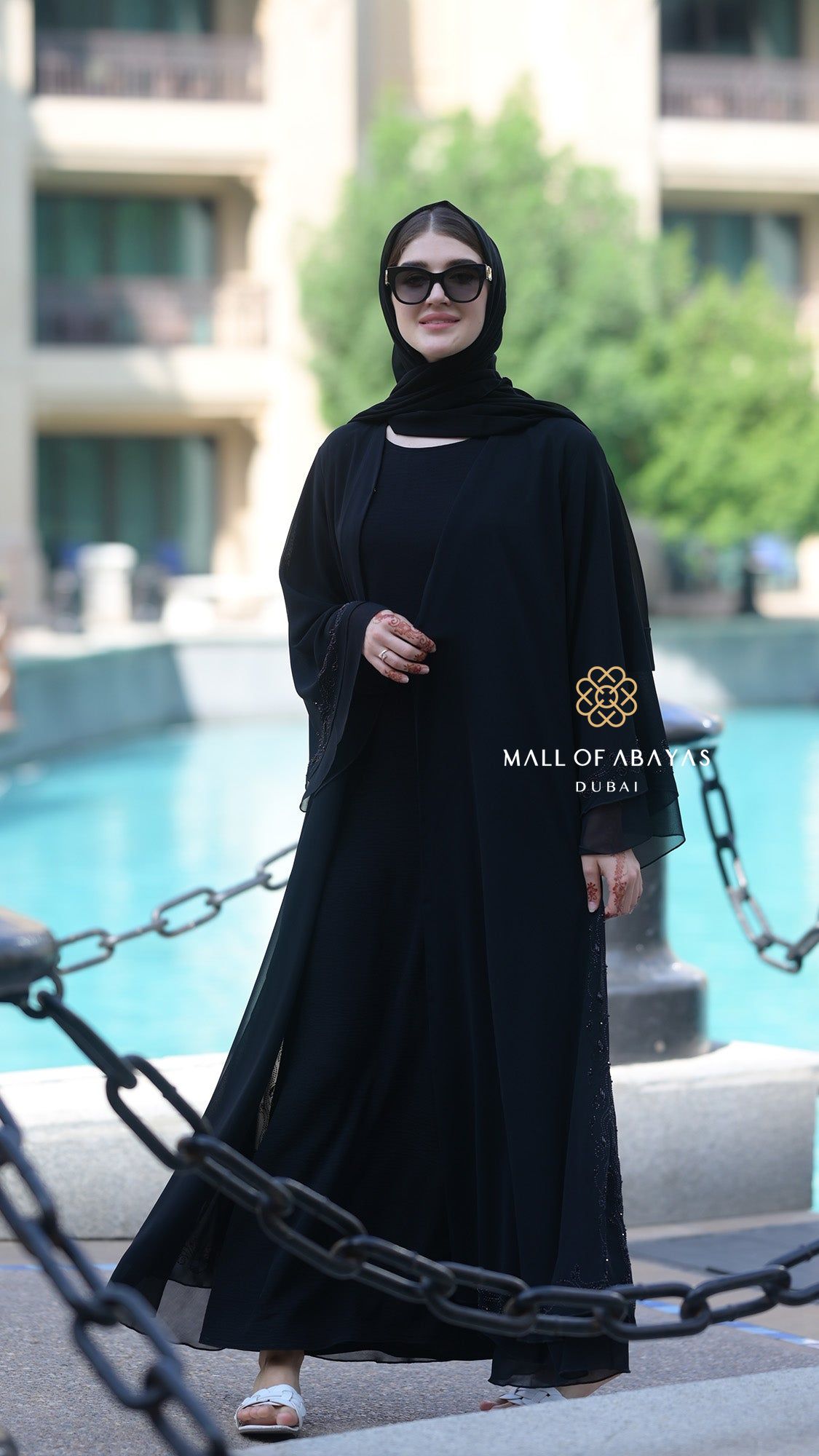 Noir Elegance Layered Embellished Abaya – Black - 092611