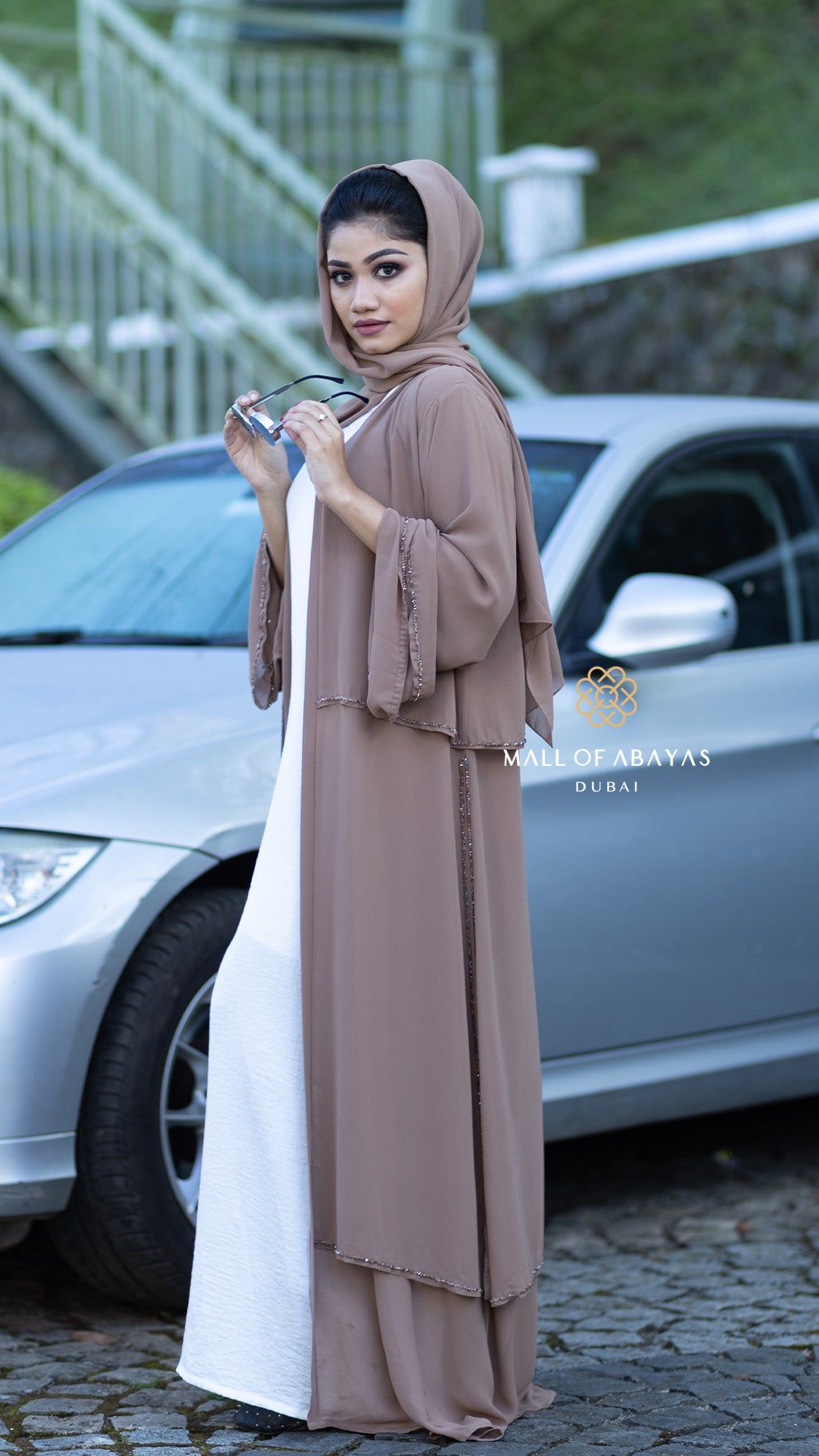 Taupe Elegance Abaya Set 092636