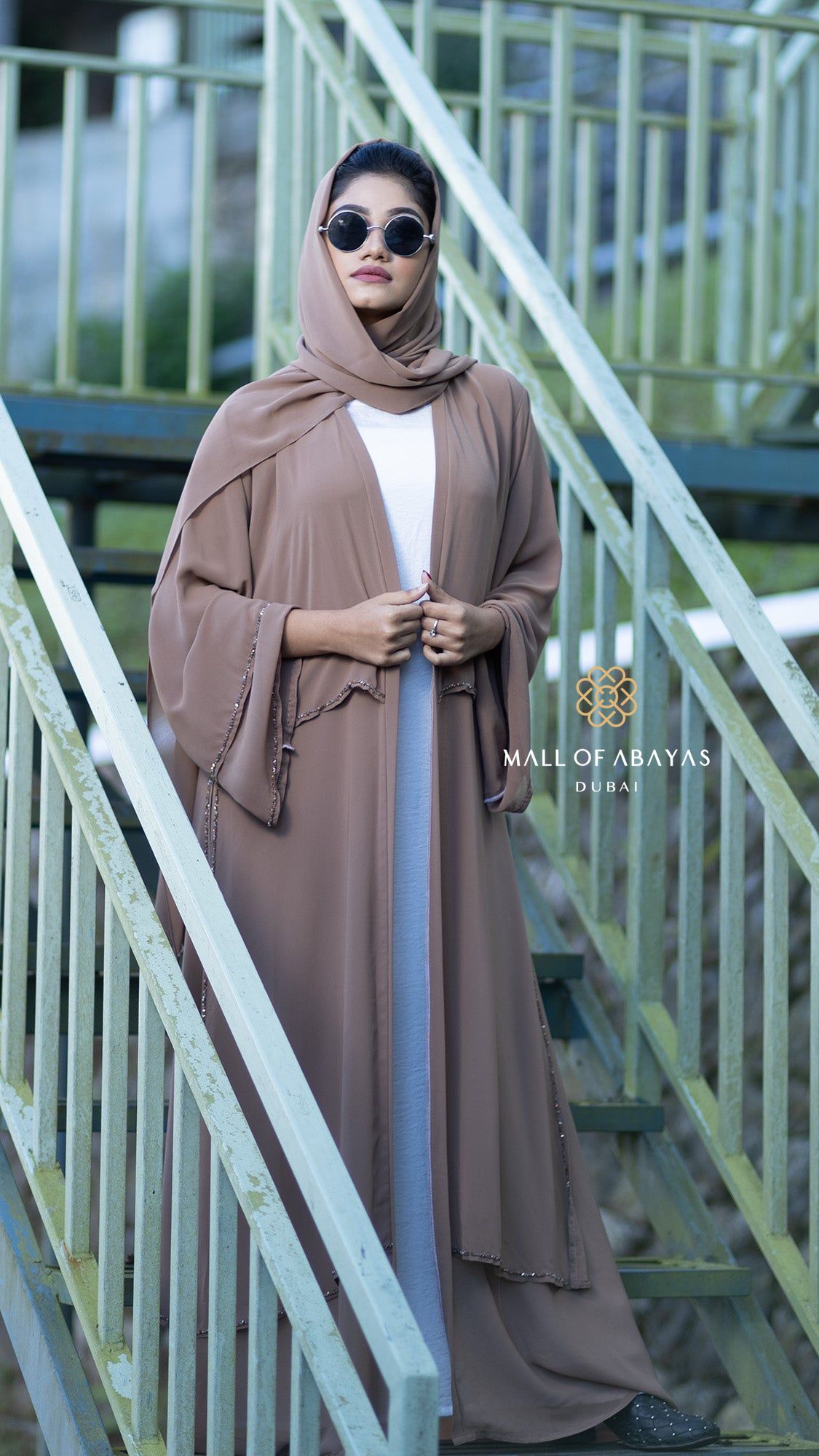 Taupe Elegance Abaya Set 092636
