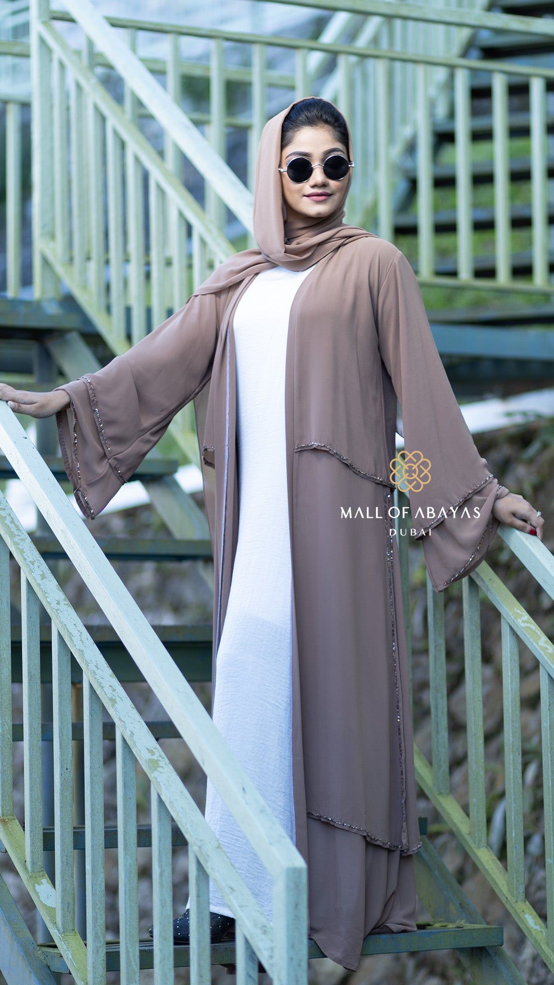 Taupe Elegance Abaya Set 092636