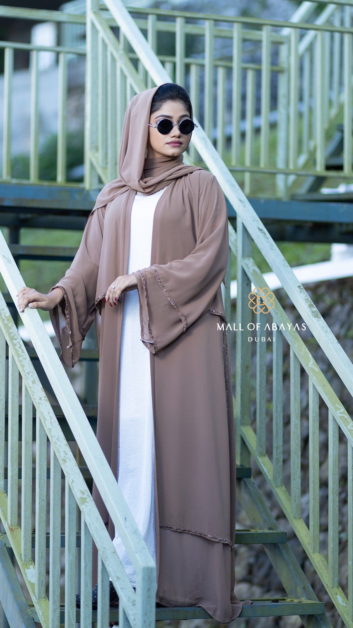 Taupe Elegance Abaya Set 092636