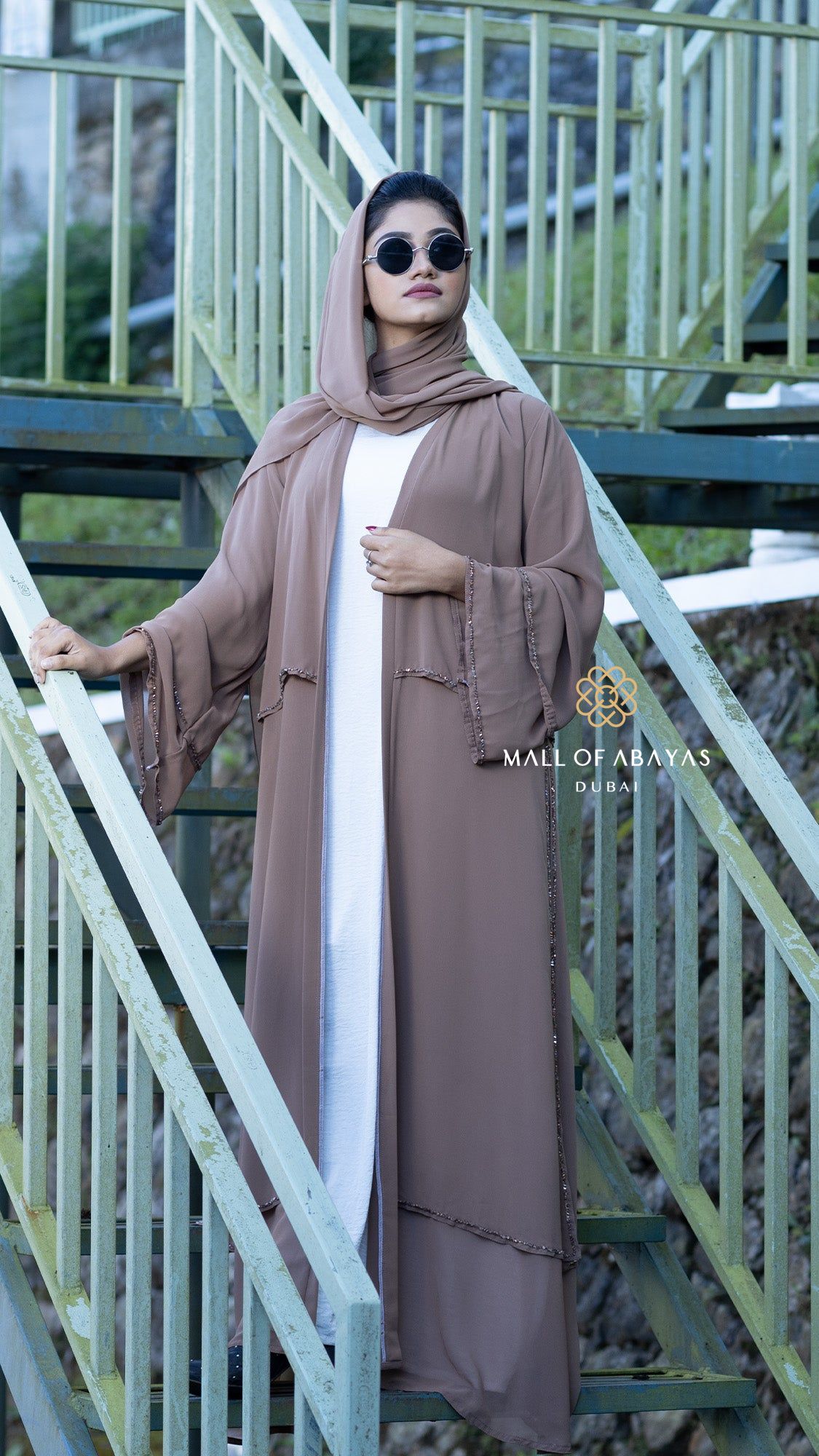 Taupe Elegance Abaya Set 092636
