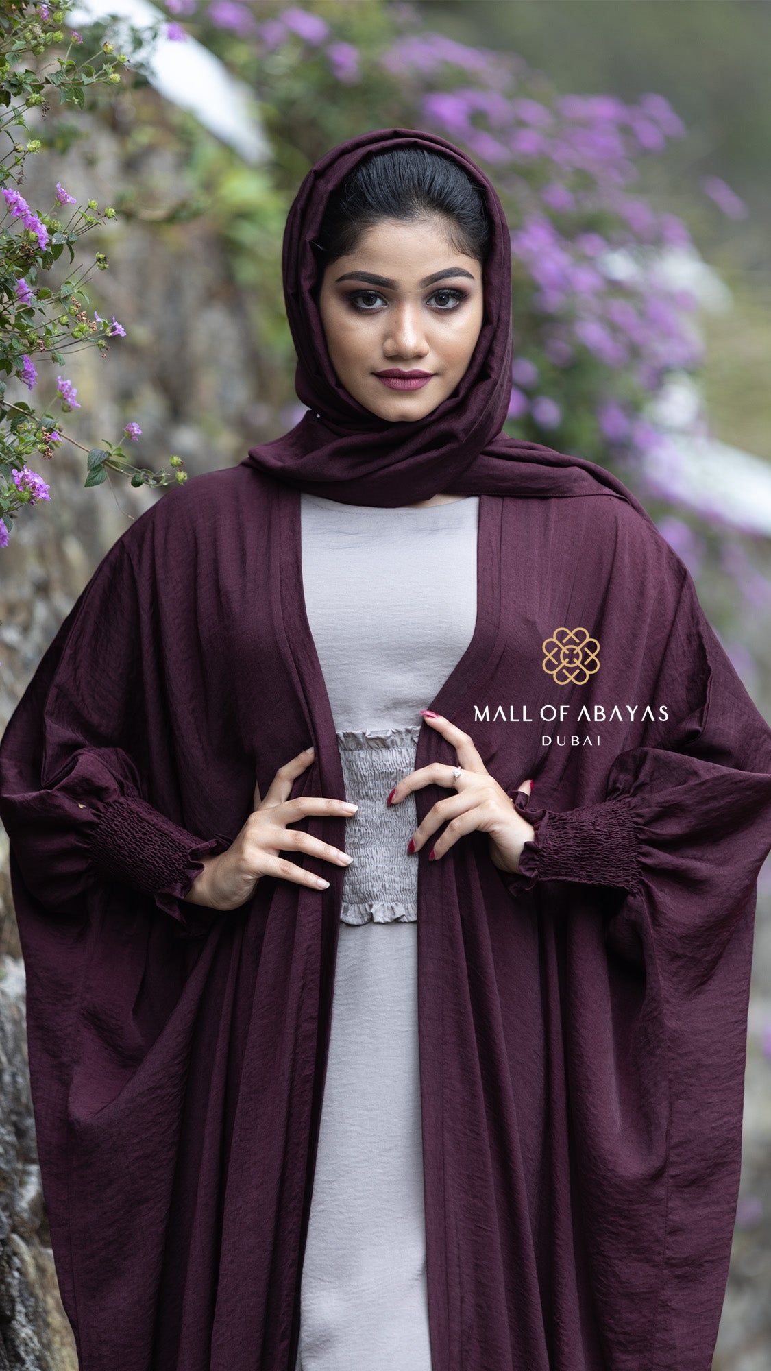 Burgundy Layered Abaya Set -092640