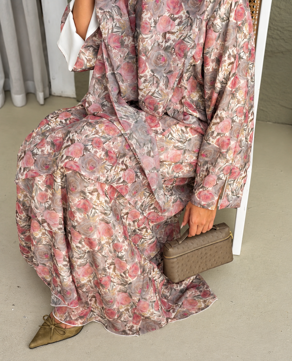 Floral Printed Abaya Set - 0926157