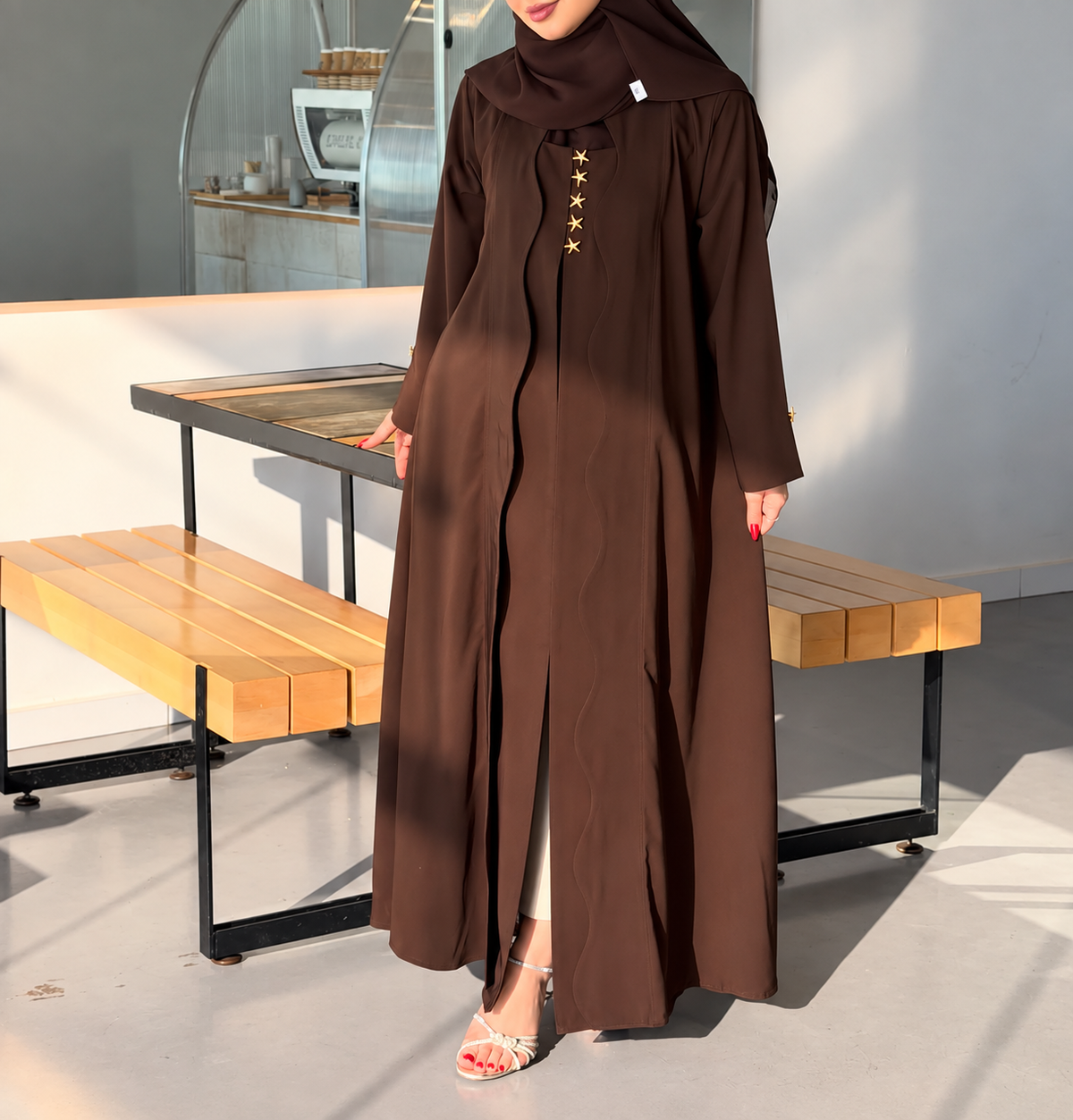 Chocolate Brown Premium Nida Abaya - 0926174