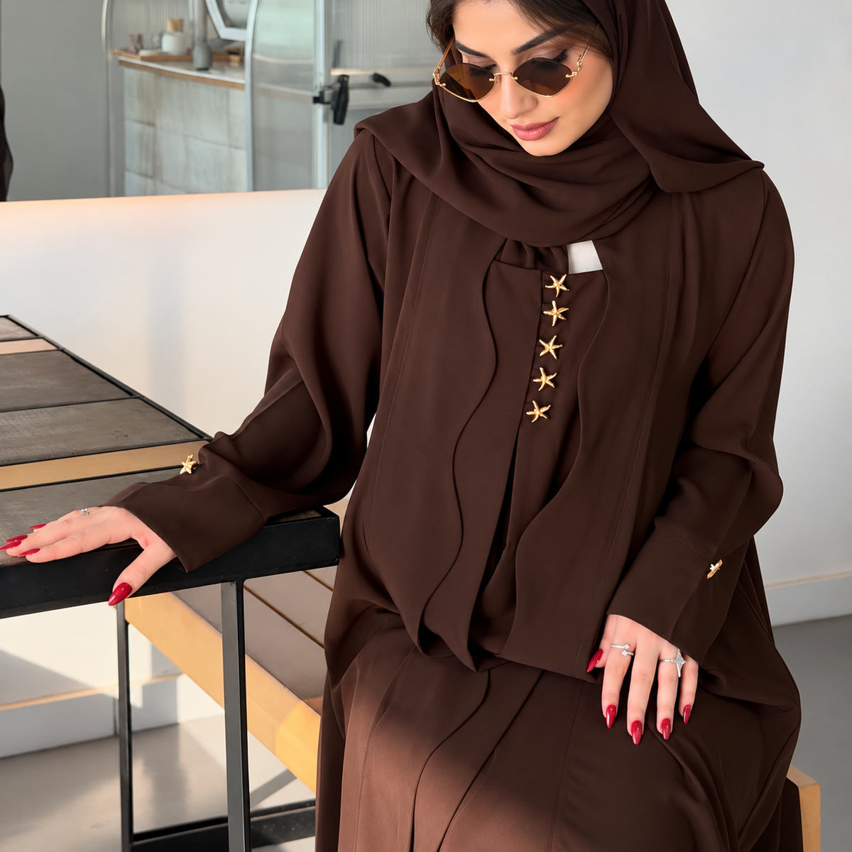 Chocolate Brown Premium Nida Abaya - 0926174