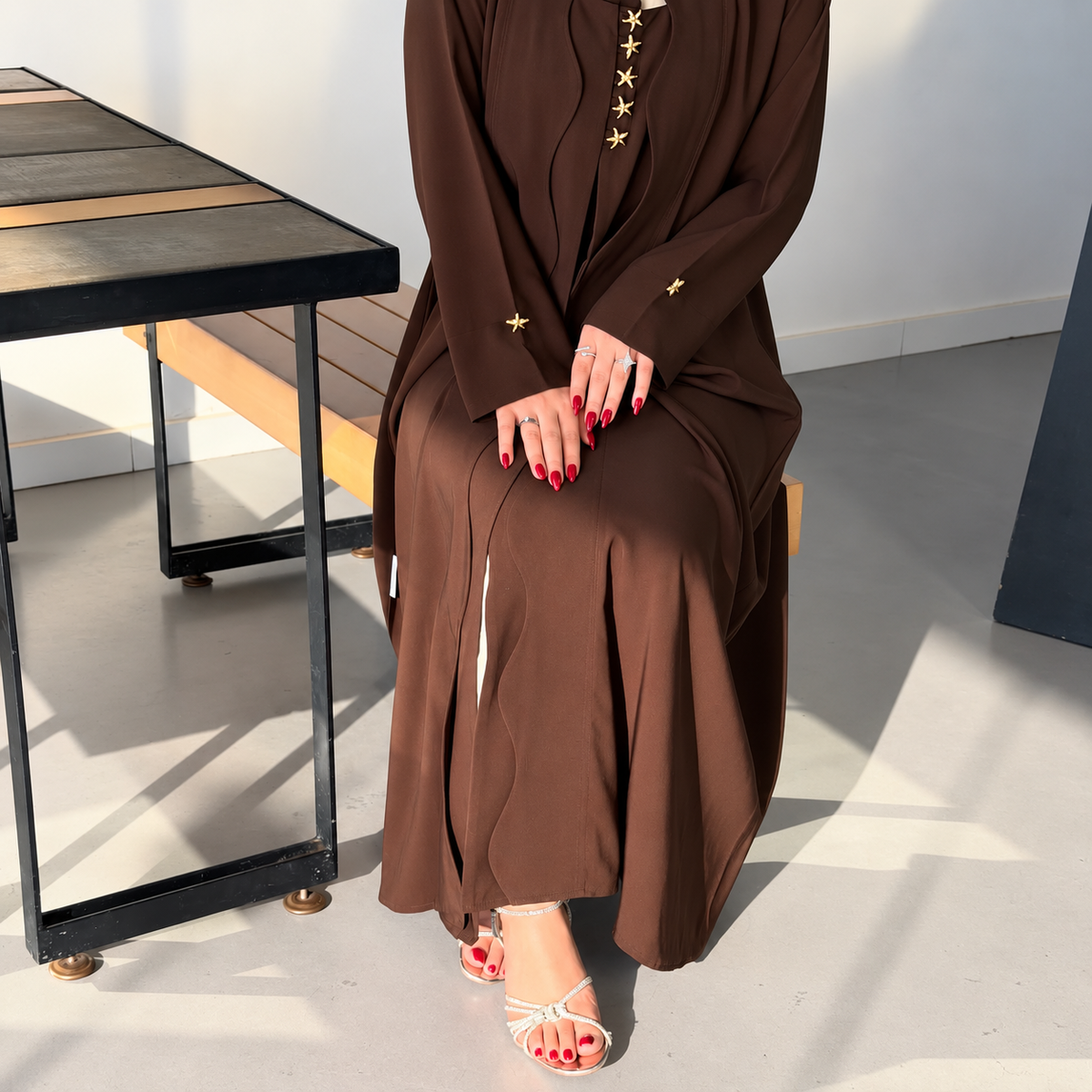 Chocolate Brown Premium Nida Abaya - 0926174