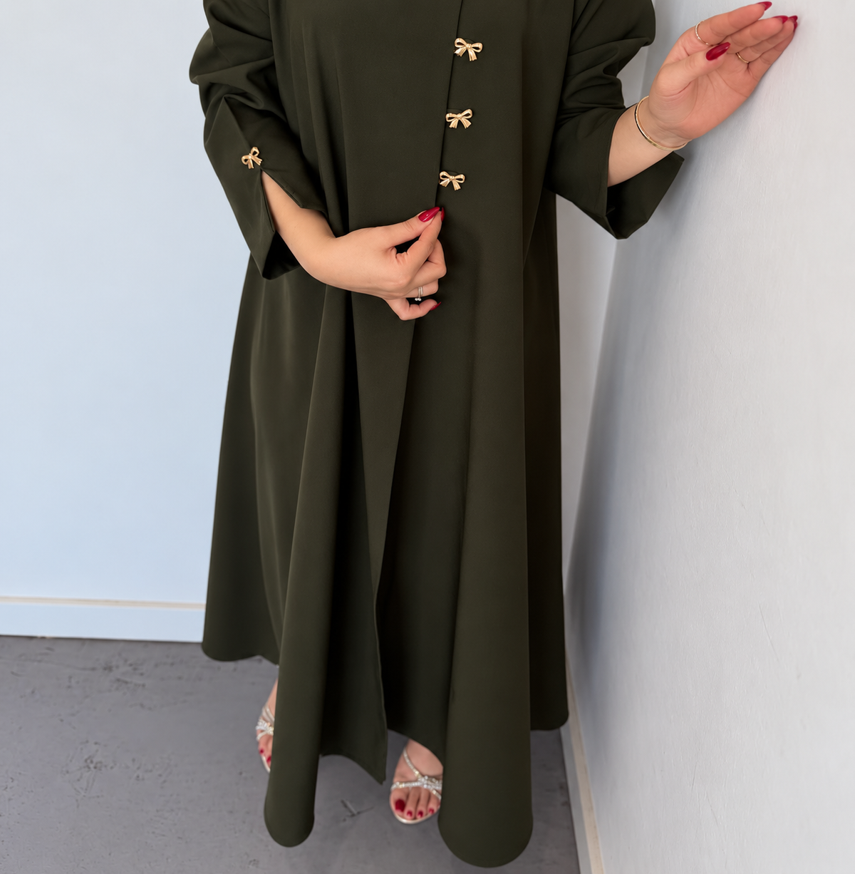 Olive Green  Abaya Set - 0926179
