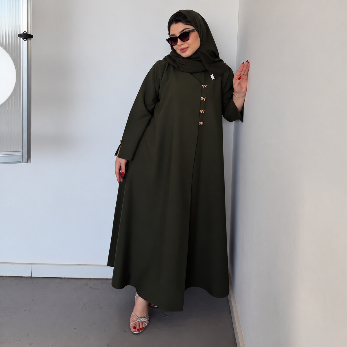 Olive Green  Abaya Set - 0926179
