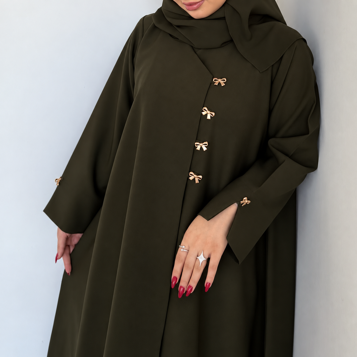 Olive Green  Abaya Set - 0926179