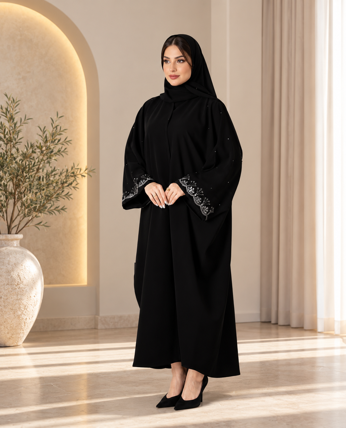 premium Ajwa kaftan hand worker abaya - 0926197