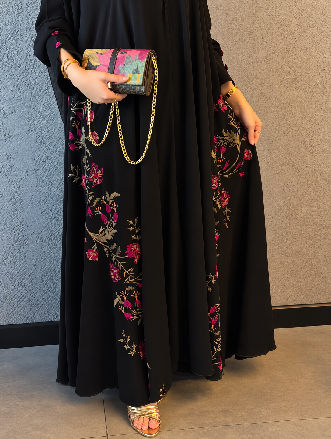 Midnight Bloom Premium Nida Abaya - 0926205