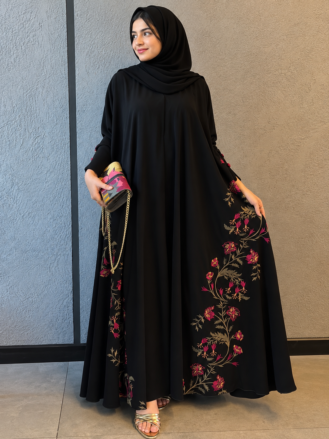 Midnight Bloom Premium Nida Abaya - 0926205