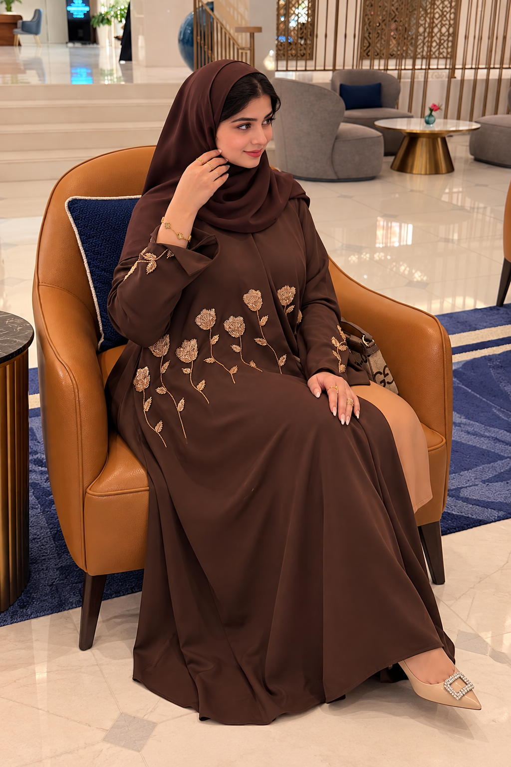Chocolate Brown Abaya with Hijab - 0926216