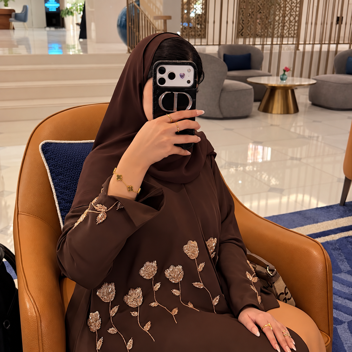Chocolate Brown Abaya with Hijab - 0926216