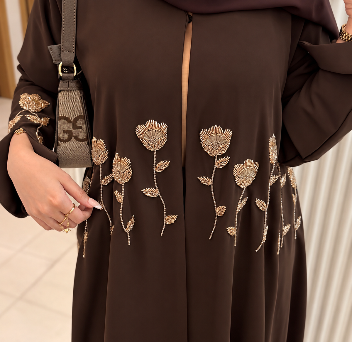 Chocolate Brown Abaya with Hijab - 0926216