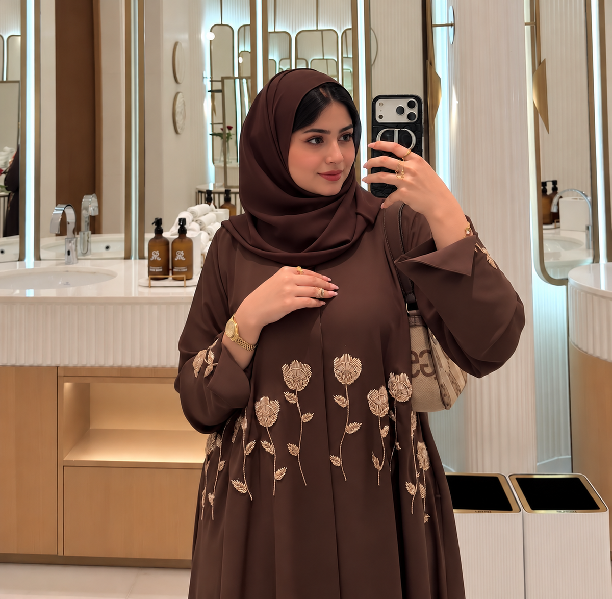 Chocolate Brown Abaya with Hijab - 0926216