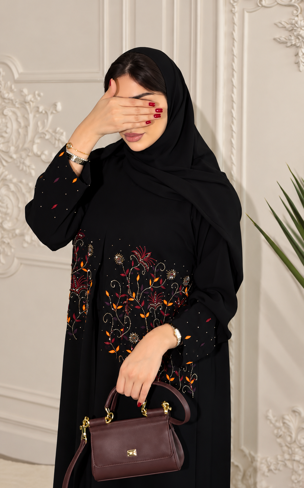 Black Crepe Designer Abaya - 0926220
