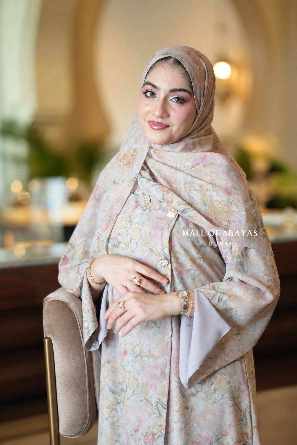 Floral Chiffon Abaya Set - 092647