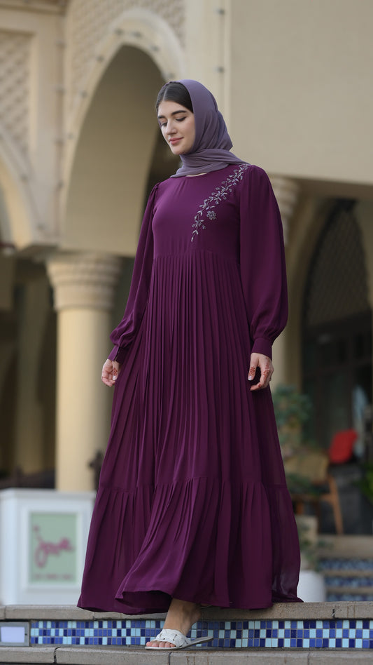The Amethyst Pleated Abaya | Grace & Flow Series