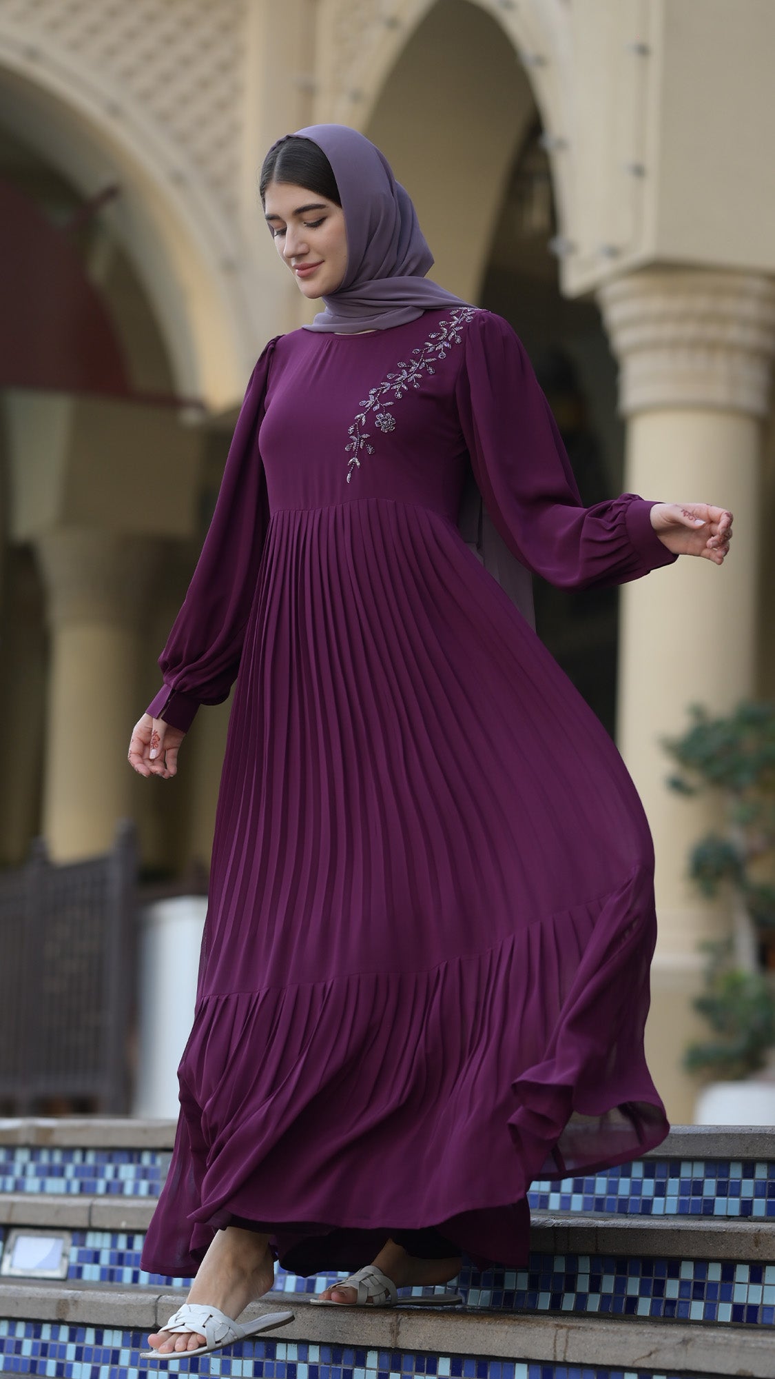 The Amethyst Pleated Abaya | Grace & Flow Series