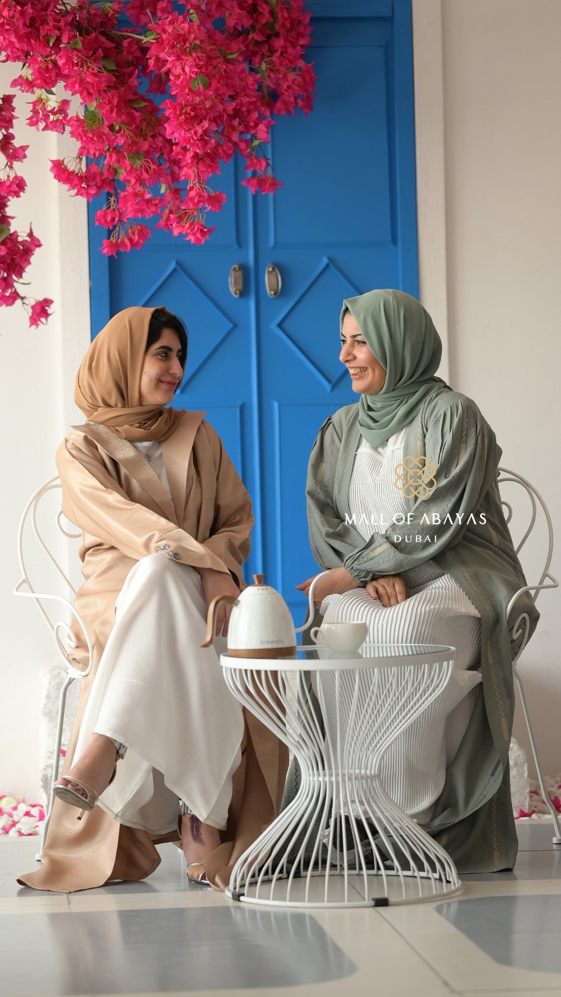 Linen Sage Pleated Layered Abaya with inner  -  092602