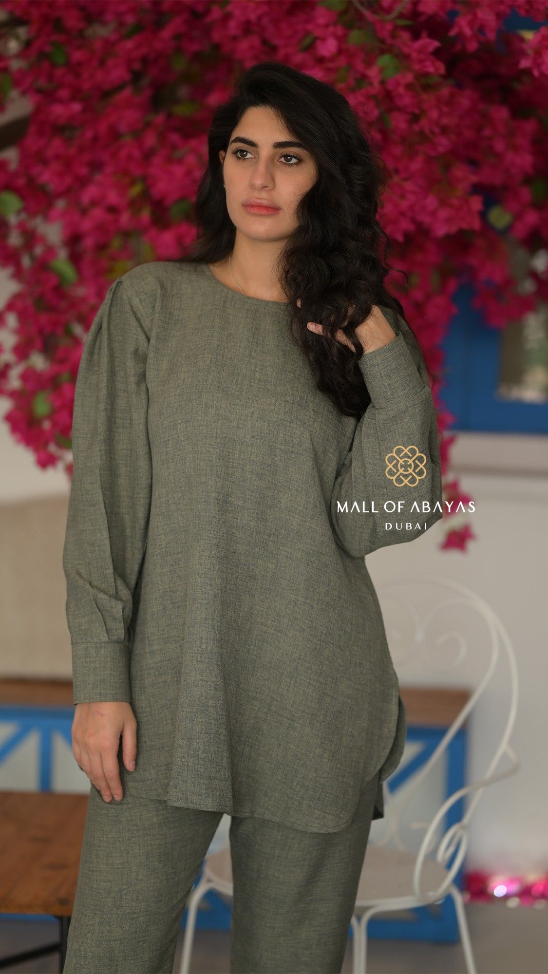 Olive Grey Comfort Co-Ord Set – Relaxed Tunic & Trousers -  092618